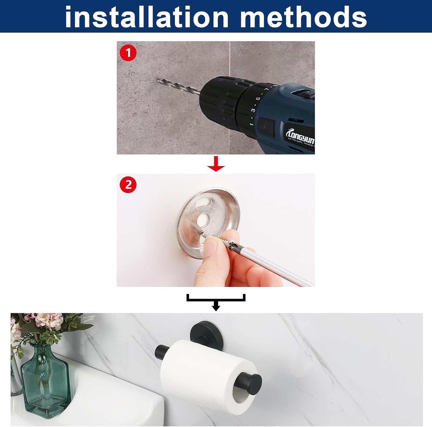 NearMoon Bathroom Toilet Paper Holder, Premium SUS304 Stainless Steel Rustproof Wall Mounted Toilet Roll Holder for