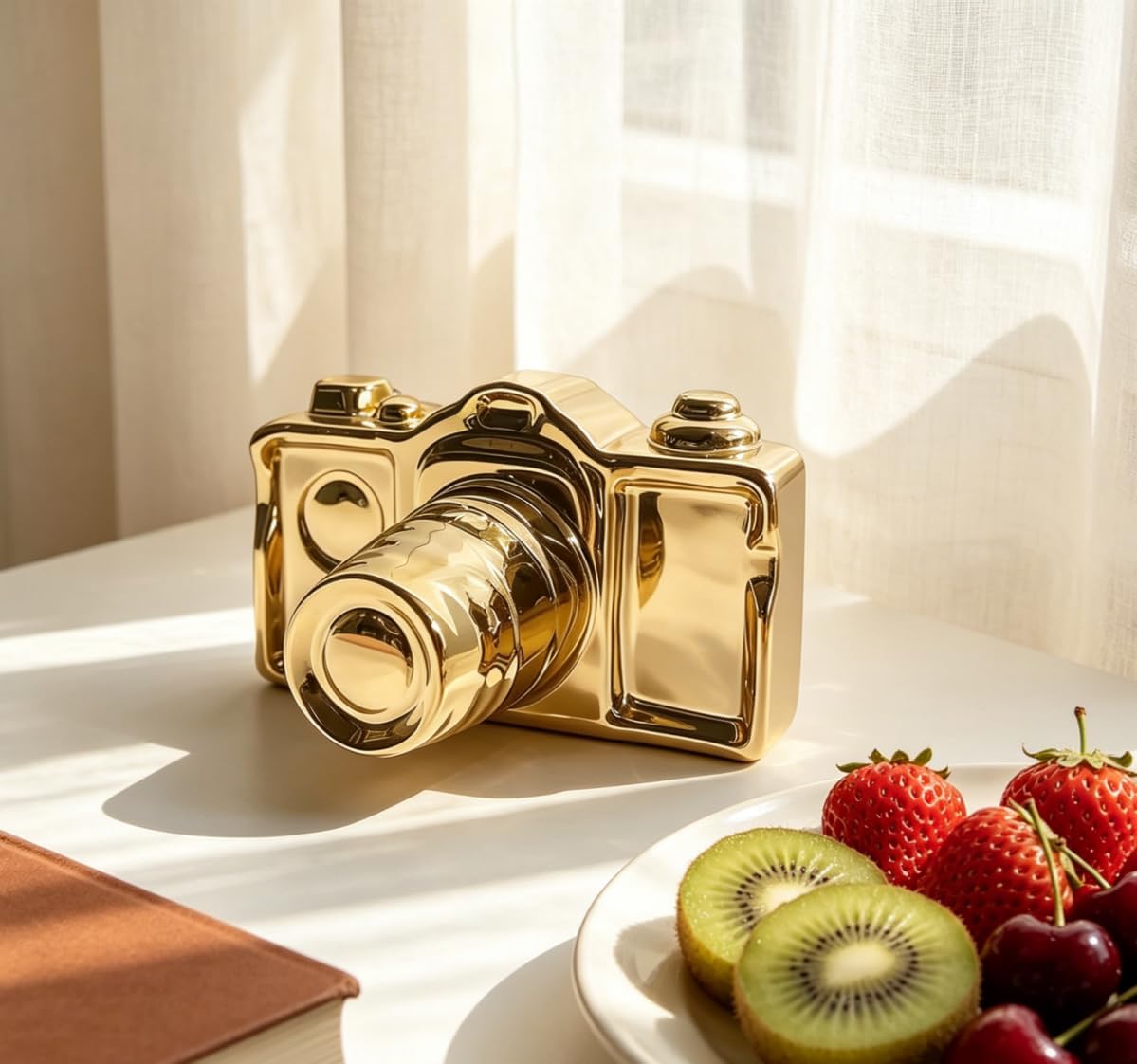 Modern Camera Statue and Sculpture Accent Decor / Gold