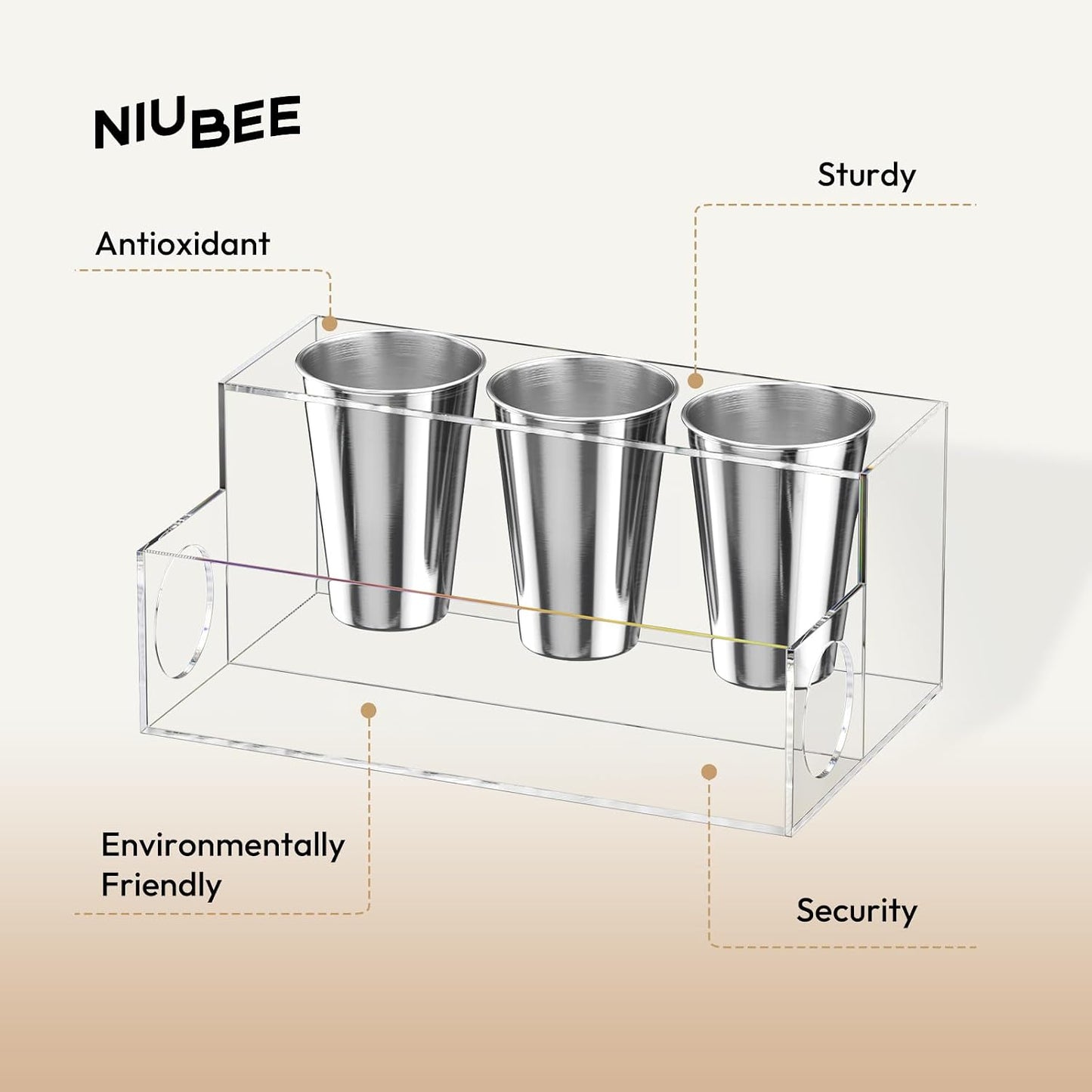 NIUBEE Acrylic Hair Tool Organizer,Hair Dryer Holder Countertop with 3 Cups | Clear, Hot Tools Organizer, Hair Blow