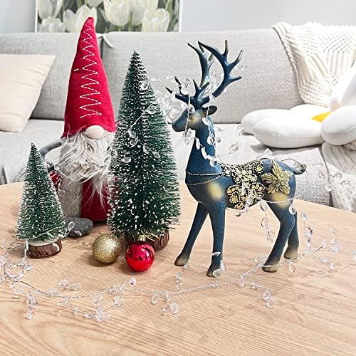 FOIMAS 16ft Clear Acrylic Wire Bead Garland Strand Ice Faux Crystal Bead String Garland for Christmas Tree Craft Wedding Birthday Party Decoration