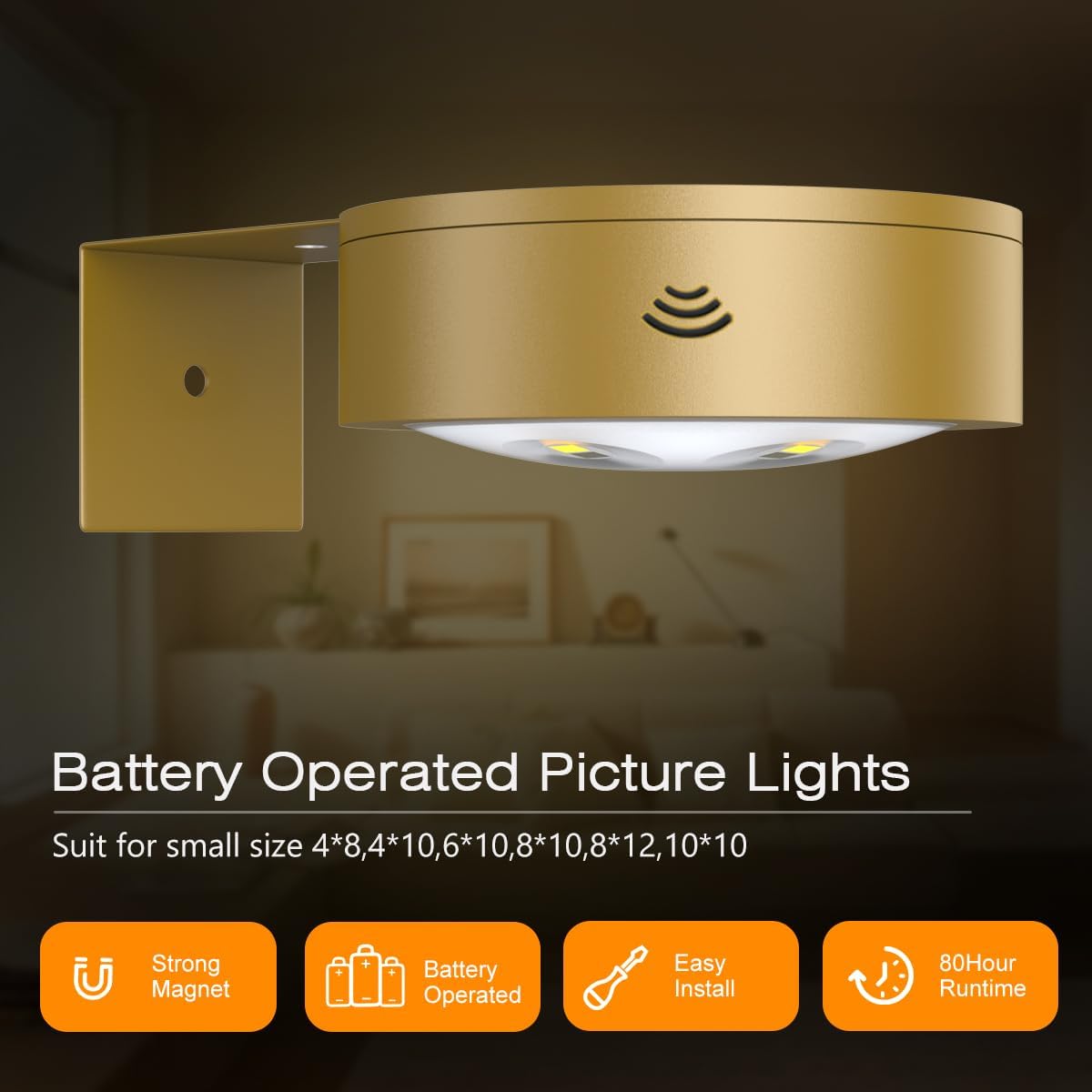 3Pack Picture Light Battery Operated Painting Lights for Wall Wireless Magnetic Display Art Light with Remote