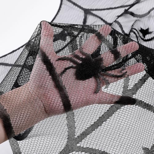 LuoluoHouse Halloween Black Tablecloths Lace Overlay 40" Round Tabletop