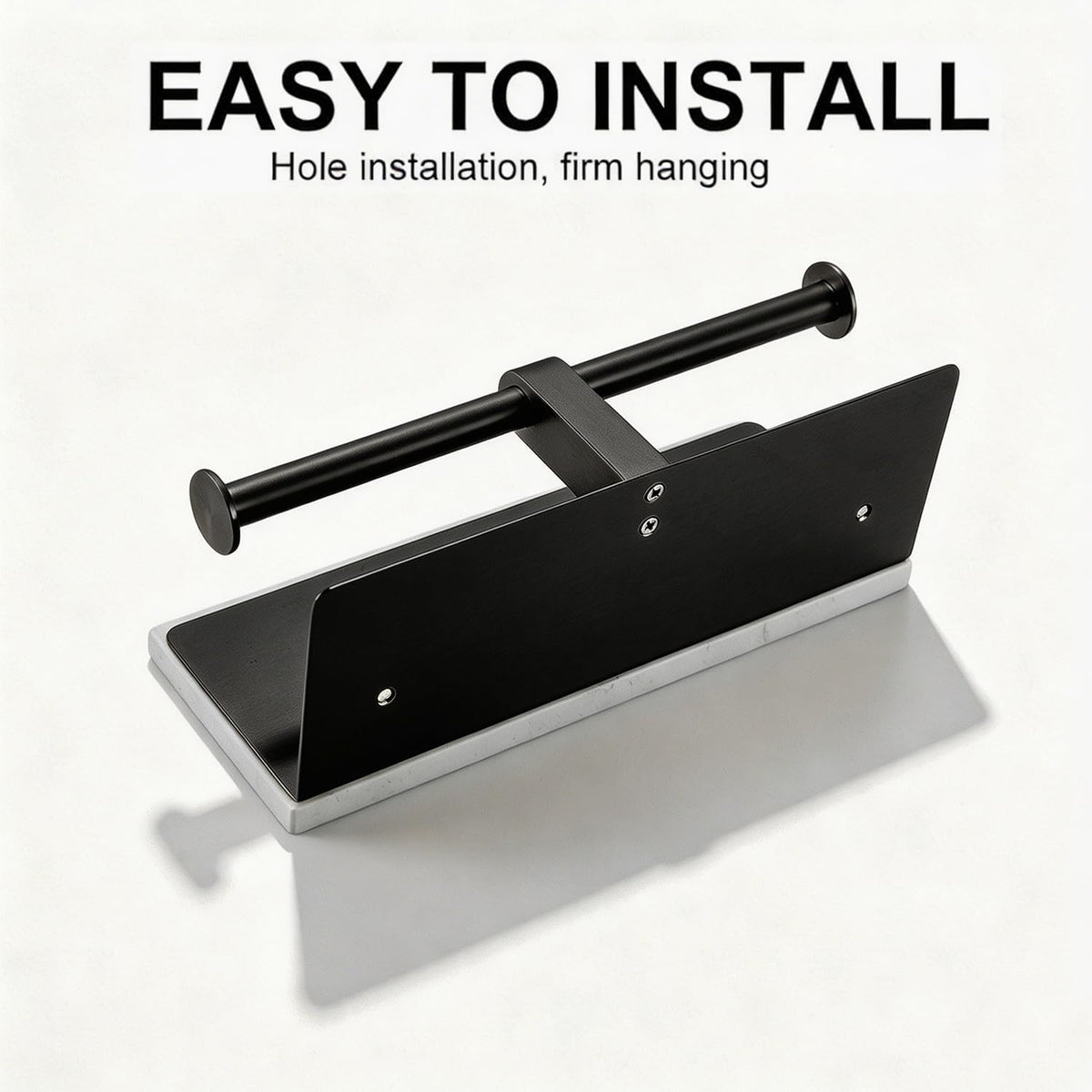 Matte Black Toilet Paper Holder Wall Mount, NEWRAIN Rustproof Commercial Double Toilet Tissue Holder with Marble Phone