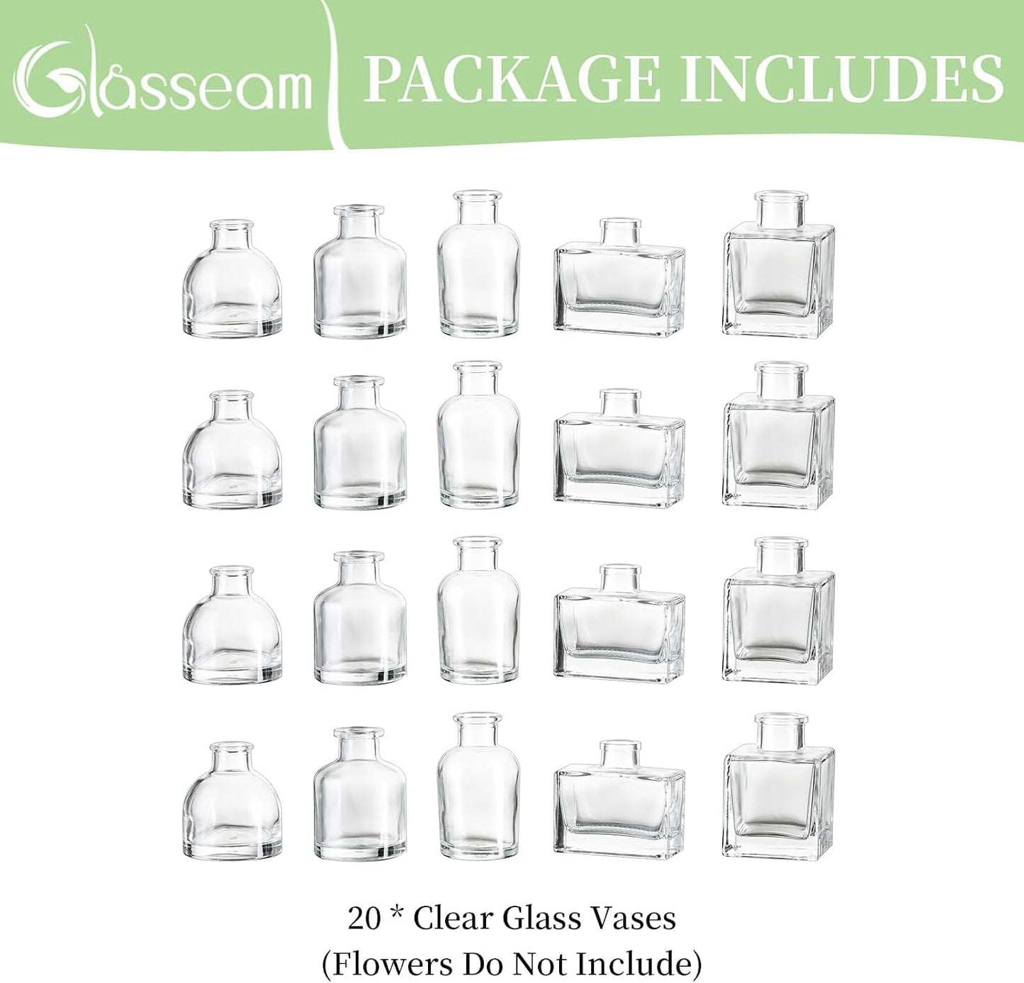 Clear Small Flower Vase Tiny Glass Vases for Flowers Modern / 01-clear / Set of 20