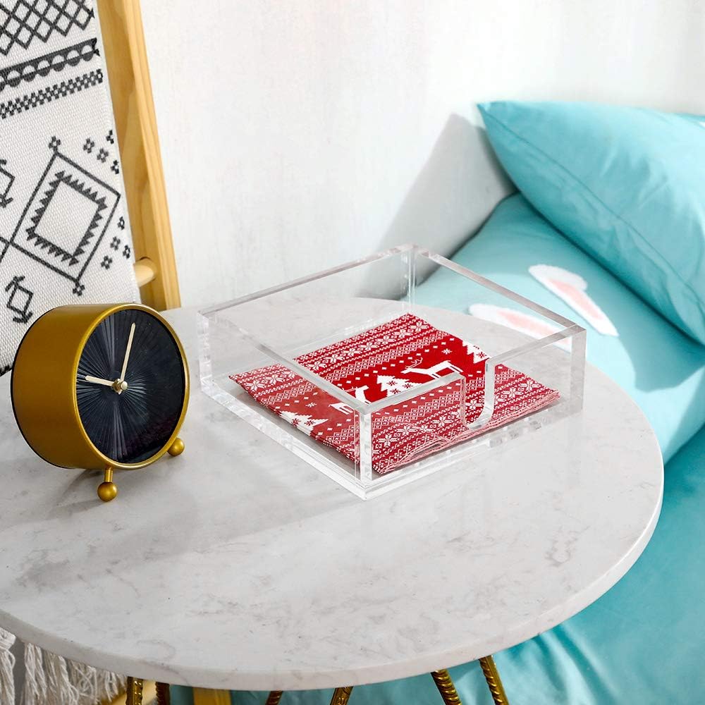 Acrylic Luncheon Napkin Holder / 7.1 x 7.1 x 2.6 / Inch Luncheon Napkin Holder / Clear