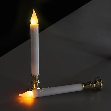 Flameless Taper Candles with Suction Cups, 9.3in, Gold, 6pcs