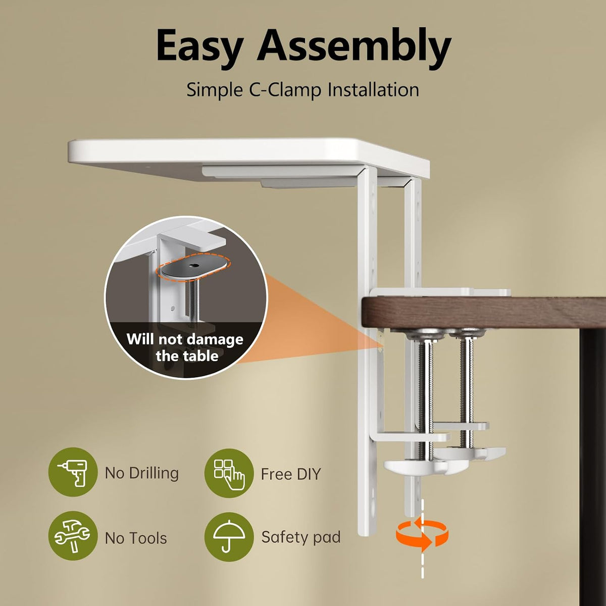 15.7"×7.5" Clamp-on Desk Extender, Monitor and Laptop Riser | Heavy-Duty Side/Top Desk Organizer Shelf, Adjustable