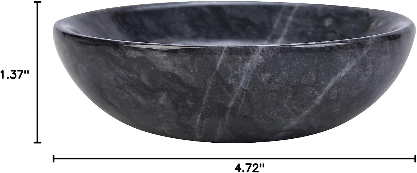 Small Natural Marble Decorative Bowl Key Holder / Black