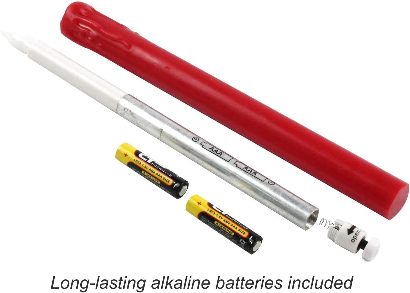 Rhytsing Red 10" Flameless Taper Candles with Timer, Battery Operated Candles, Push-Activated, Wax Drip, Warm White