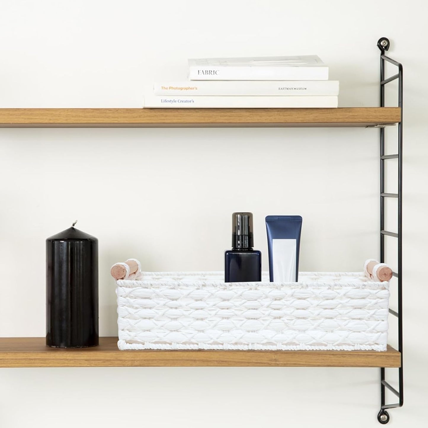 Small Storage Basket Wicker Baskets for Organizing / White