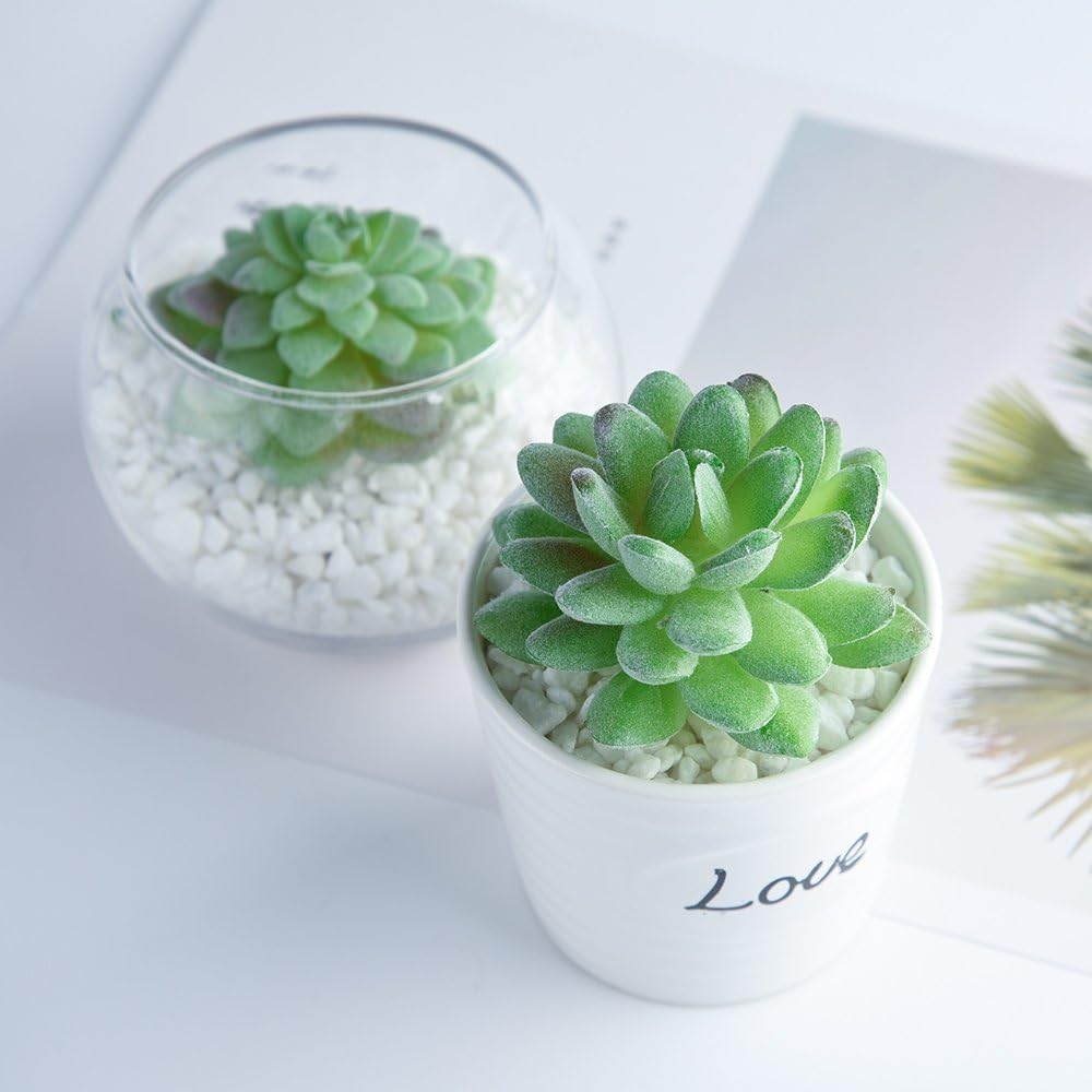 Artificial Succulent Plants Unpotted Faux Flower Succulents Mini Echeveria Picks / Green / Set of 15