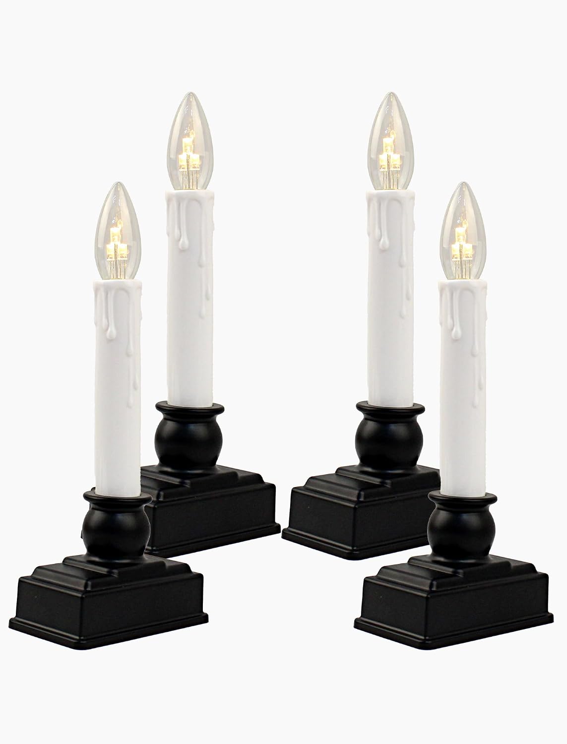 4Pk Christmas Window Candle Light 8.5In Battery Operated Candle with Timer