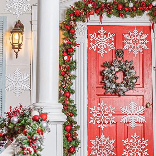 Sumind 8 Pcs 8 Pcs Large Snowflakes Hanging Decorations 12”, Silver