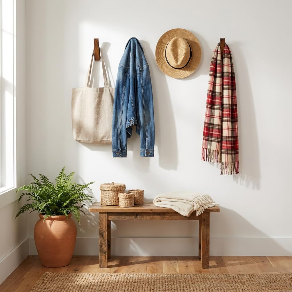 Wood Wall Hooks Rustic Wood Coat Hooks / Set of 4