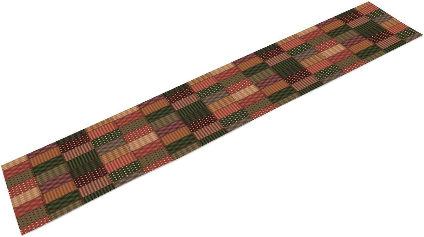 Vintage Patchwork Table Runner Abstract Geometric Pattern Splicing Design Pattern Printed Linen Table Runner for Home