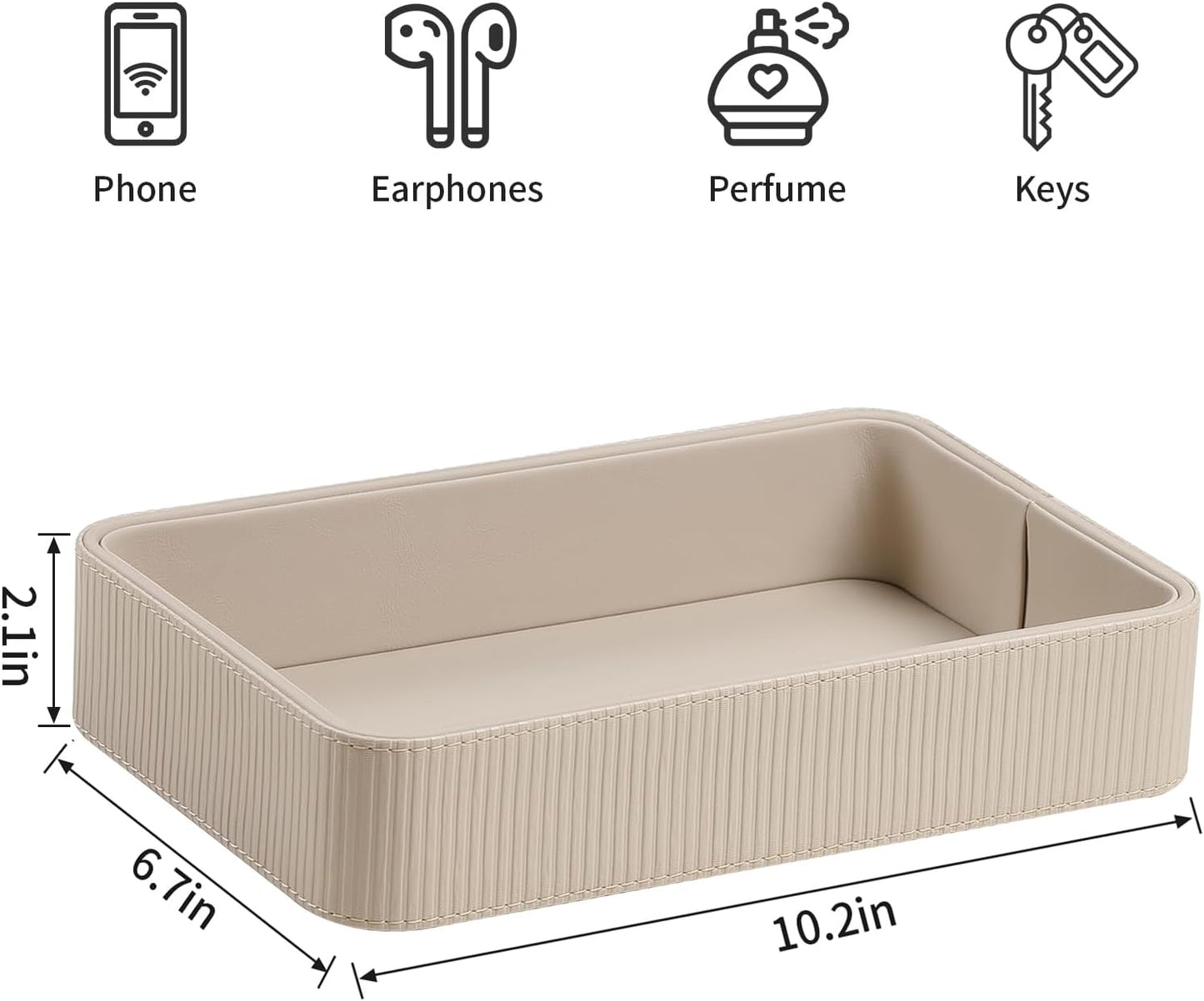 Modern Nightstand Organizer Bedside Desktop Storage for Womens and Men / Beige