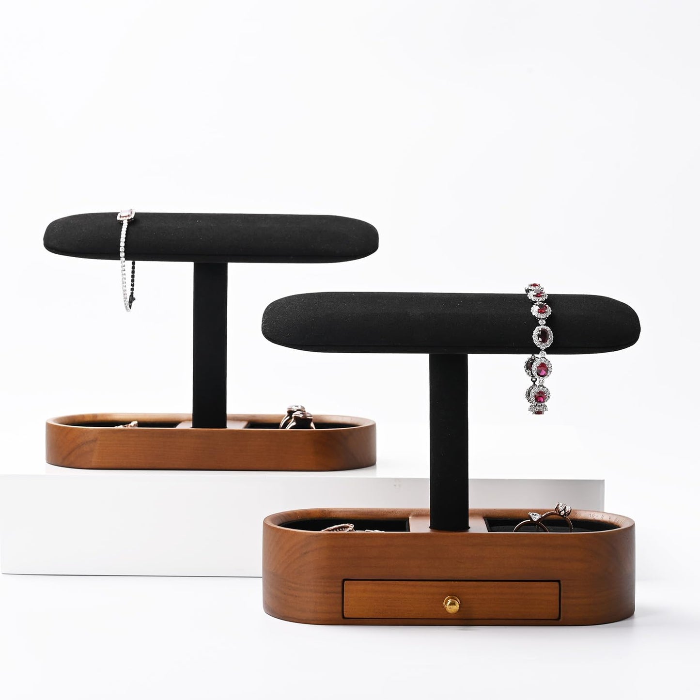 Oirlv Solid Wood Watch Stand T-bar Watch Holder Organizer for Men and Women Showcase Bracelet Bangle Jewelry Display