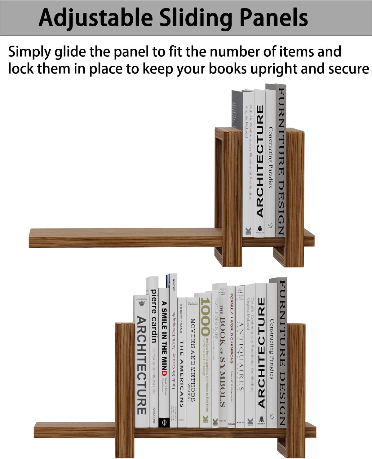 100% Solid Wood Adjustable Desktop Bookshelf, Retro Tabletop Bookshelf, Desk Shelf Holder for Living Room, Home