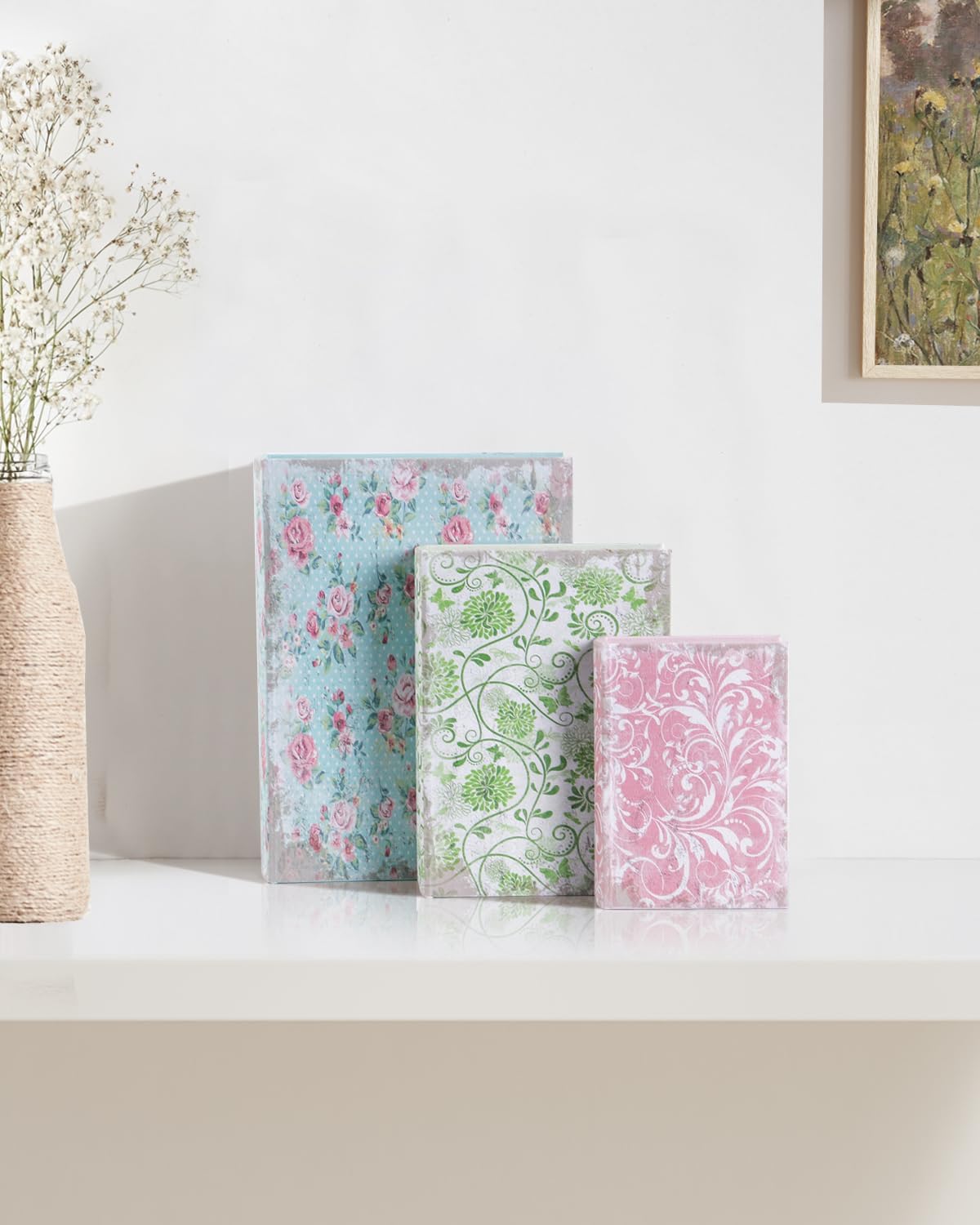 Wooden Book Box / 3 x Spring Flowers / Set of 3