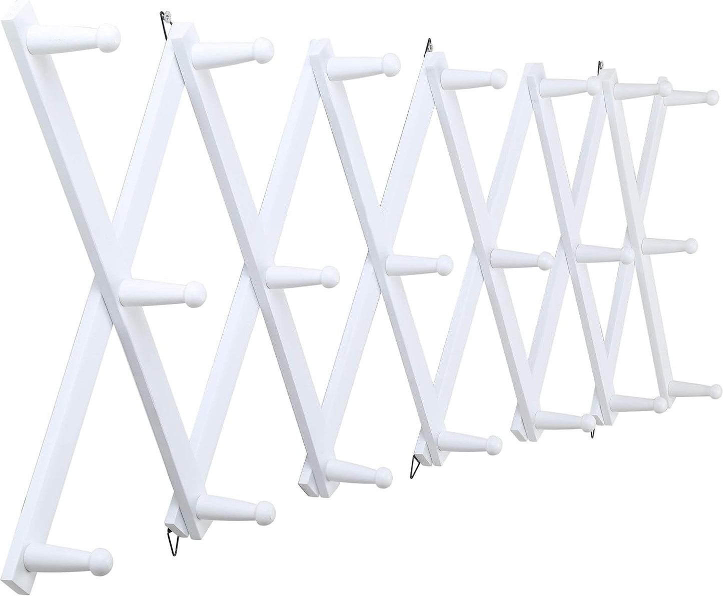WEBI Accordion Wall Hanger,Wooden Expandable Coat Rack Wall Mounted,Accordion Hat Rack for Wall,Accordion Hook Rack for