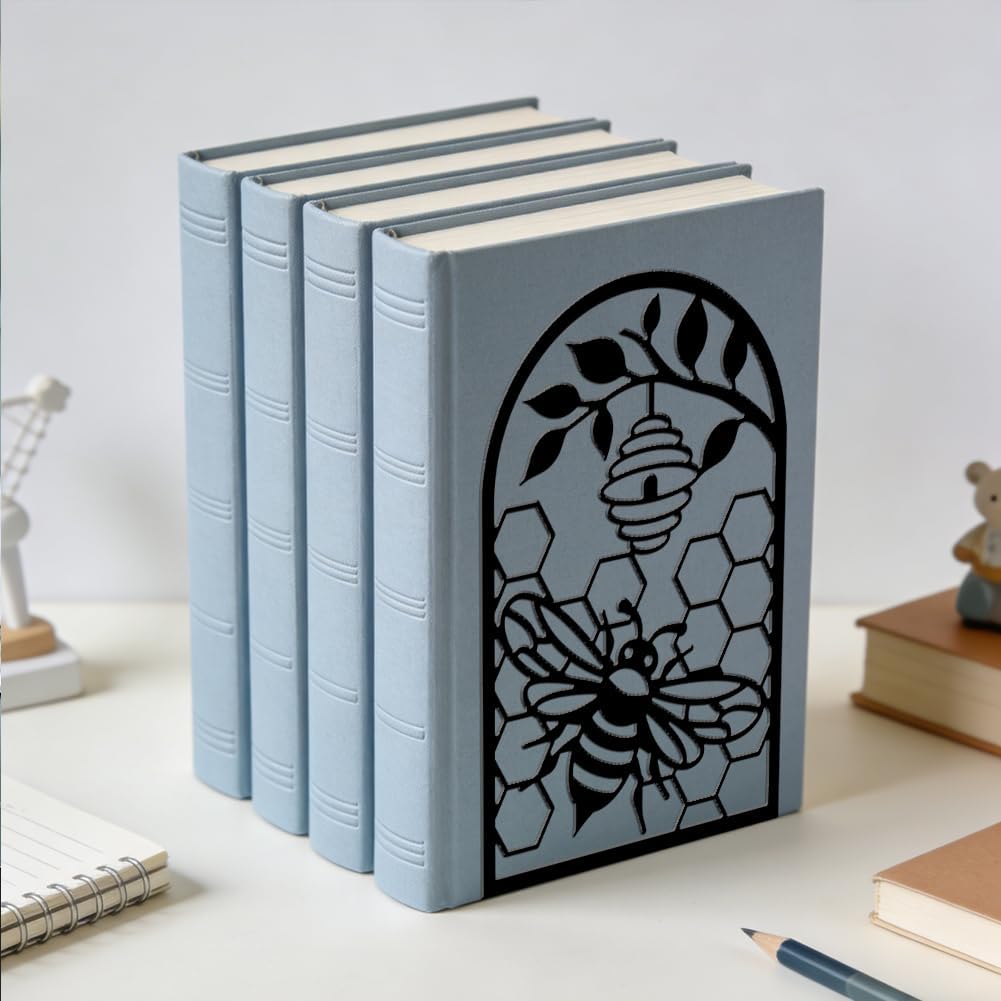 1 Pair Honeycomb Metal Decorative Bookend / Honey Bees