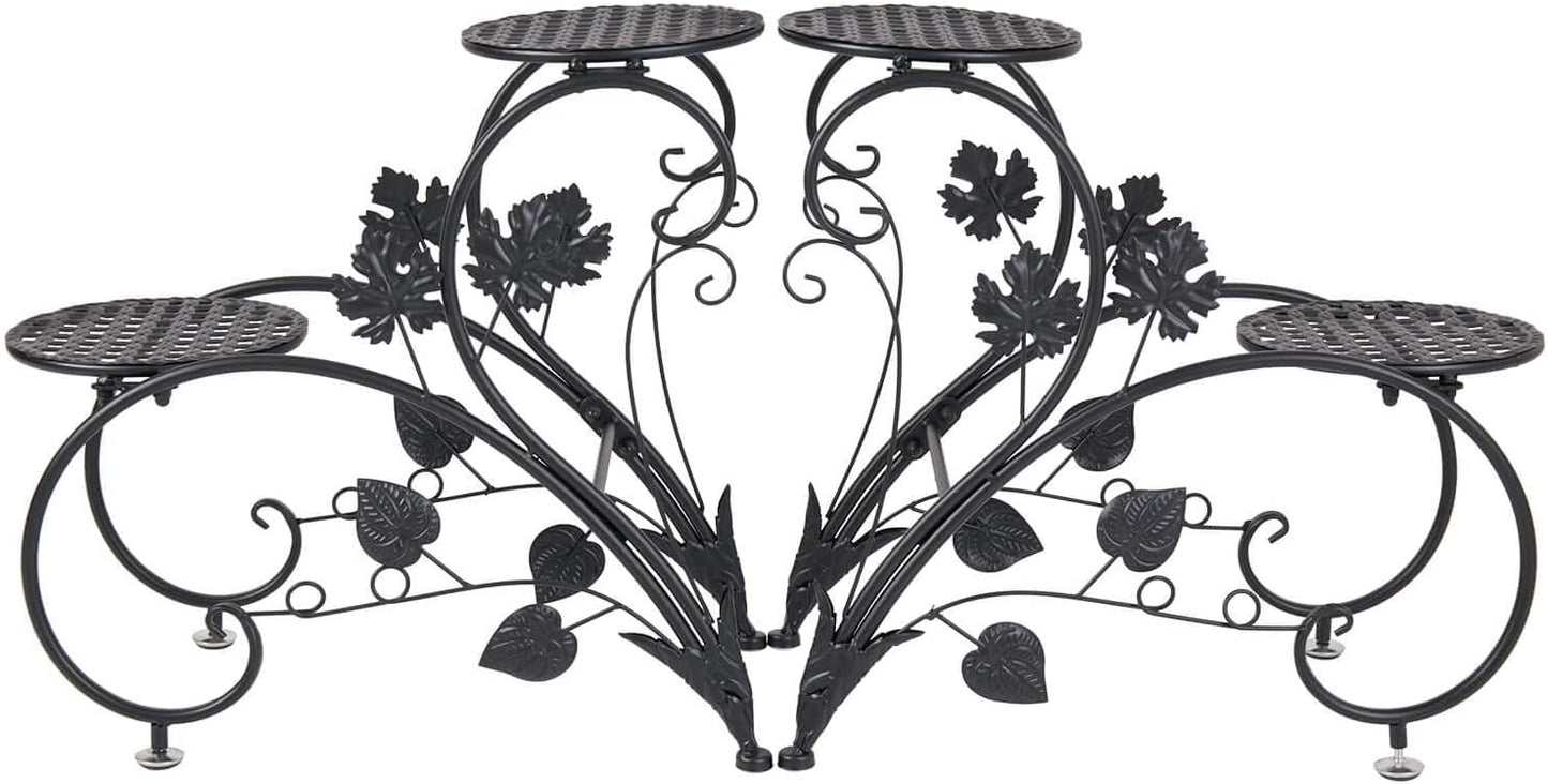 unho Plant Stand Heart Shaped: Set of 2 Metal Flower Racks outdoor | Potted Iron Planter Display Shelves Holder for