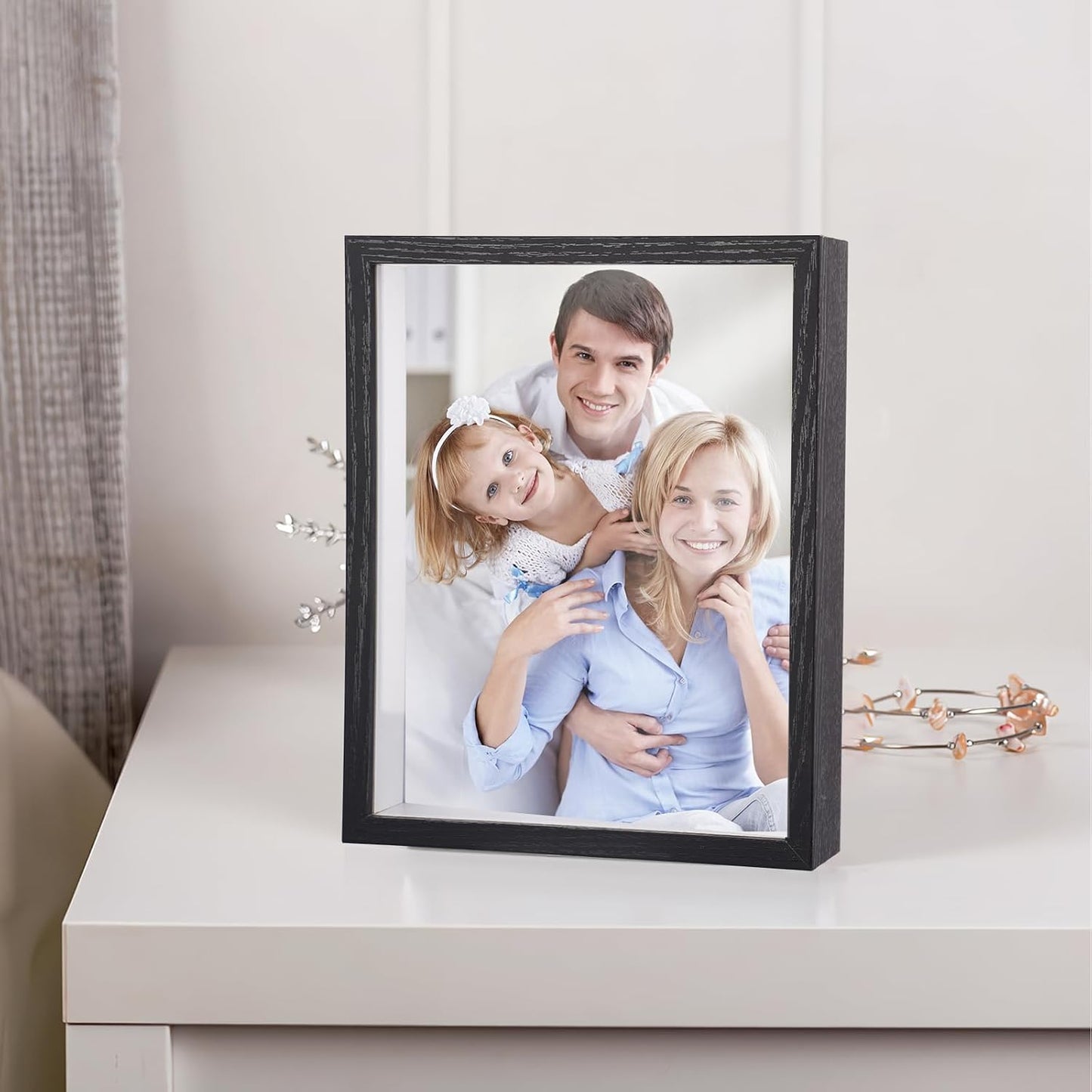 Shadow Box Frame 8x10 - 3 Pack Wood Deep Shadowbox with Glass Shadow Boxes Display Cases Suitable for Photos, Dried