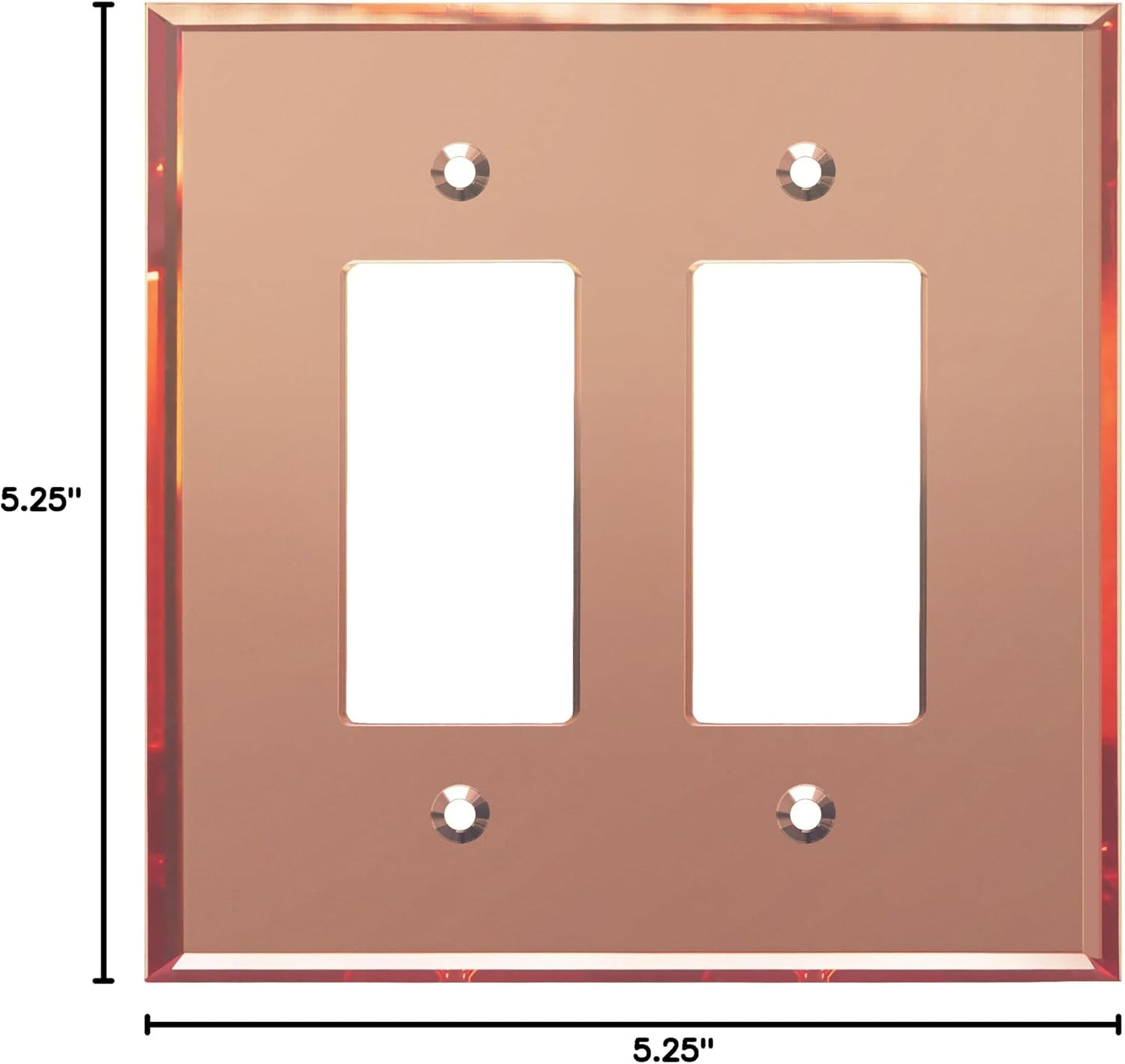 LIDER Double Decorator Wall Plate, Oversized 2-Gang, Mirror Glass Rose Gold | Reflective, Impact Resistant, Mirrored