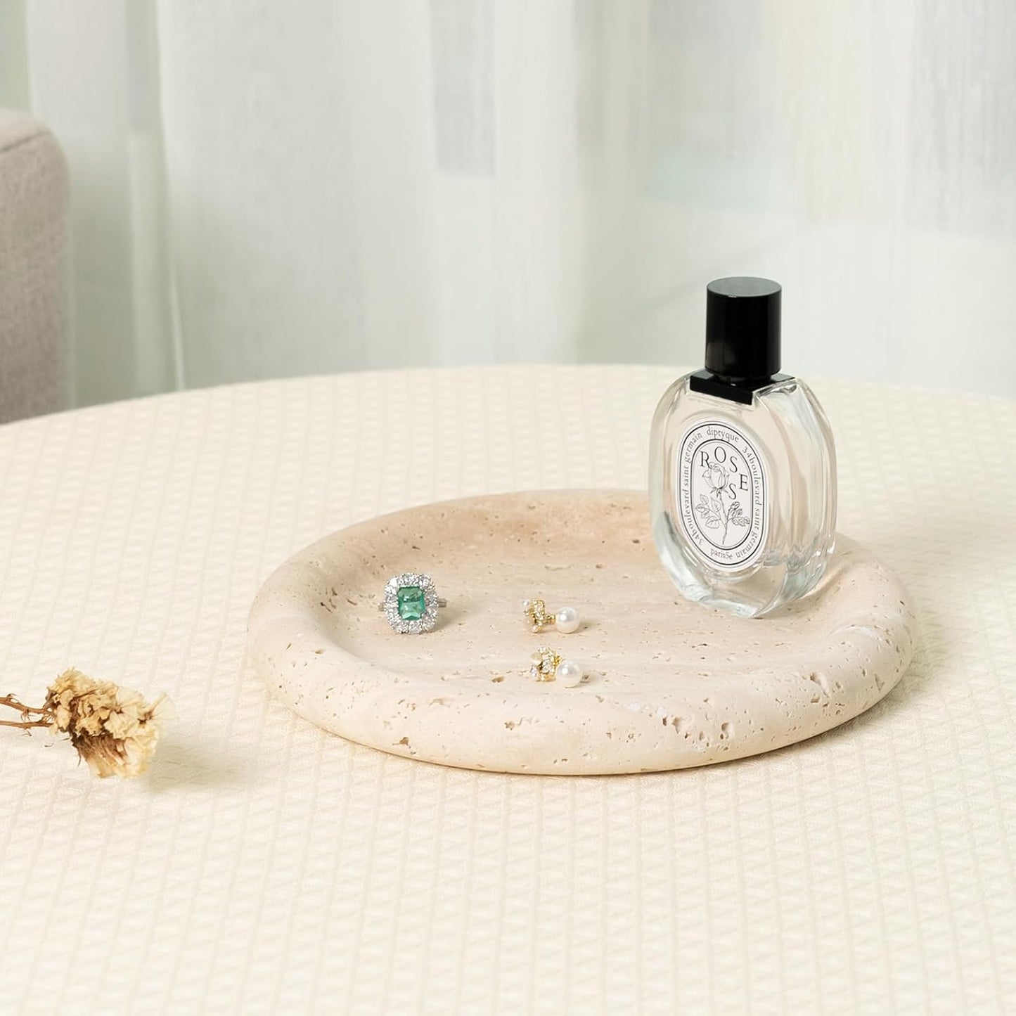 Candles / Italian Round Travertine Tray