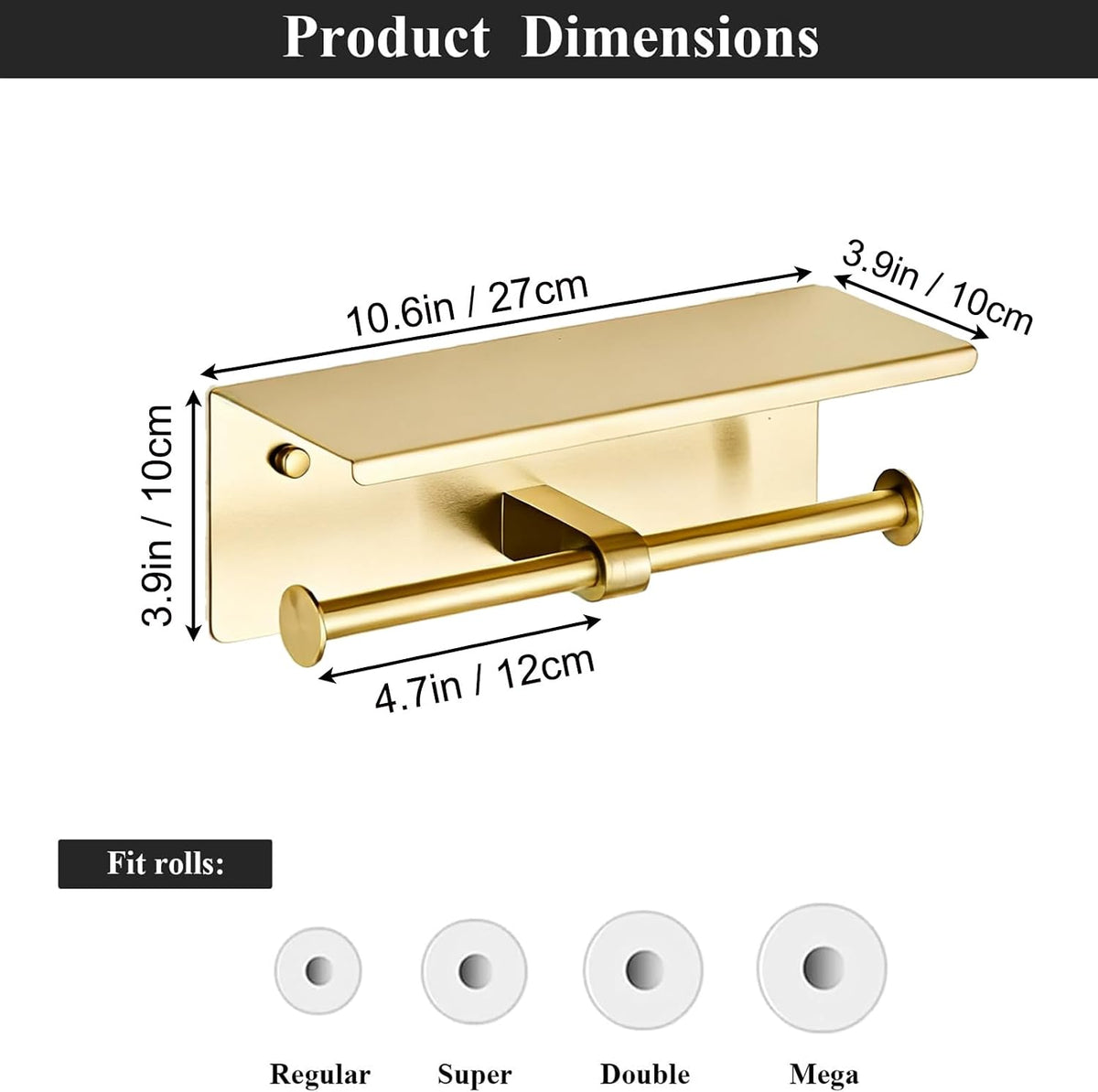 Toilet Paper Holder, NEWRAIN Double Bathroom Toilet Paper Roll Holder with Shelf, Stainless Steel Wall Mounted RV