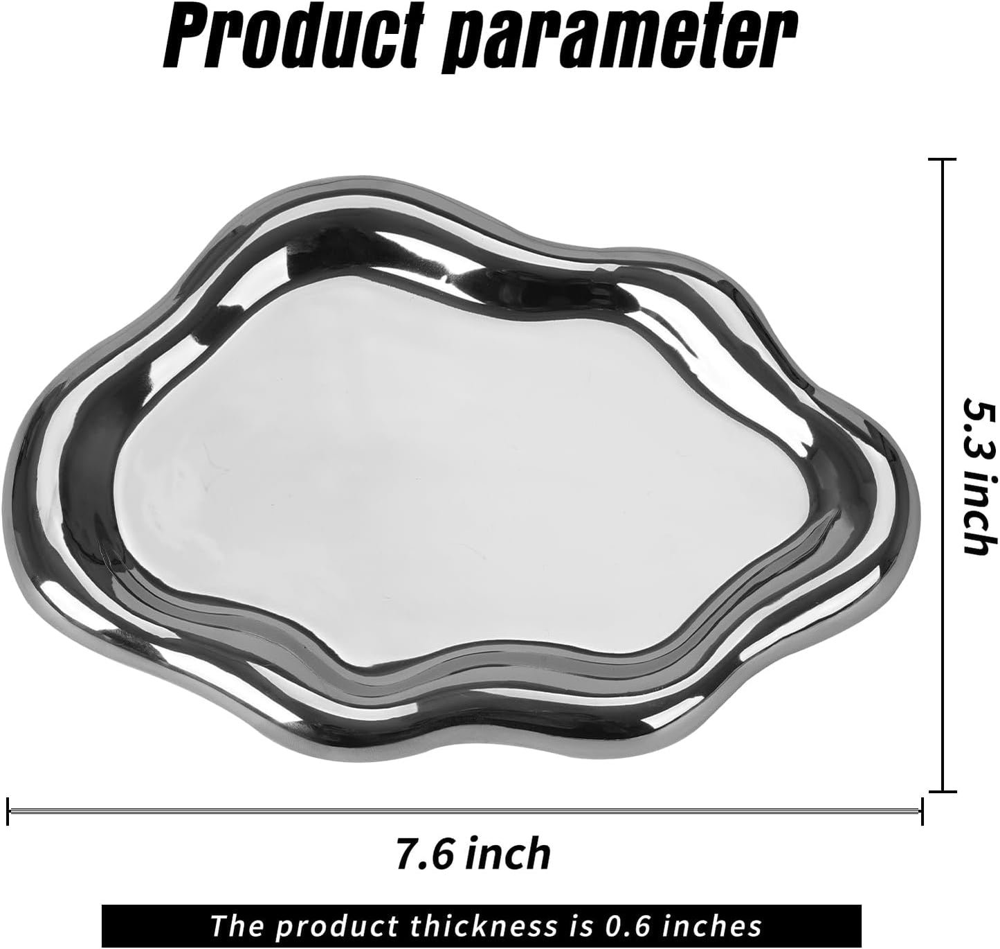 Ceramic Jewelry Tray Dish for Ring Key Trinket / Silver
