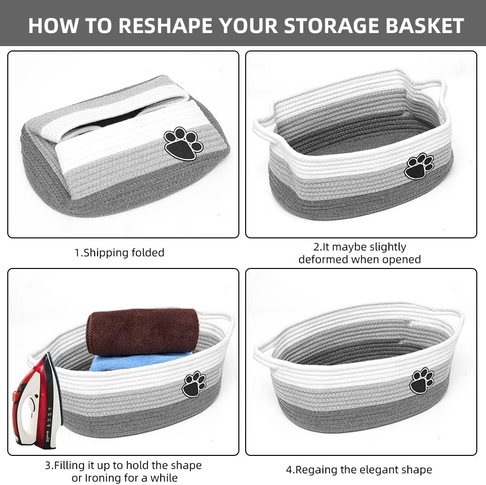 Small Woven Baskets for Organizing Rope Storage Basket / Grey-white
