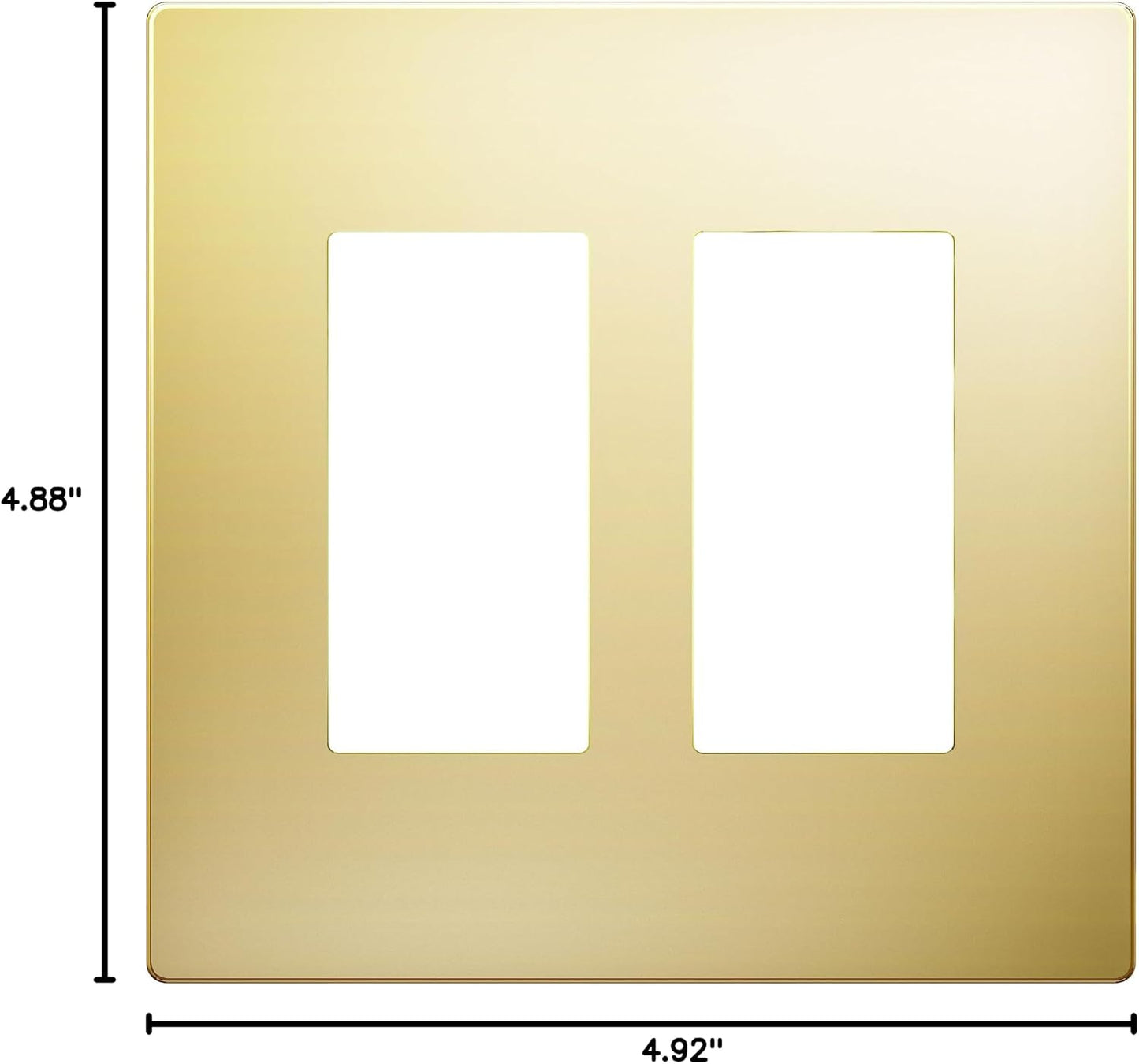 LIDER Double Decorator Metal Wall Plate, Mid-Size 2-Gang 4.88” x 4.92” | Screwless Cover, Temperature And Impact