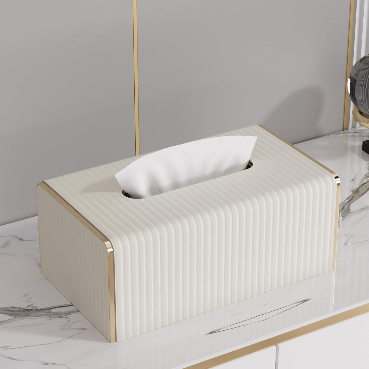 Tissue Box Cover / Cream White / Rectangle Standard