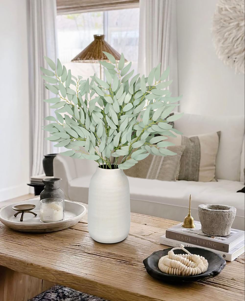 Faux Eucalyptus Stems Italian Ruscus Willow Eucalyptus Leaves 30" Long / Italian Ruscus / Set of 6