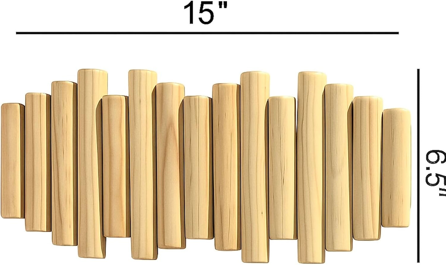 Wooden Wall mounted wood coat rack / Natural / 15 Inch