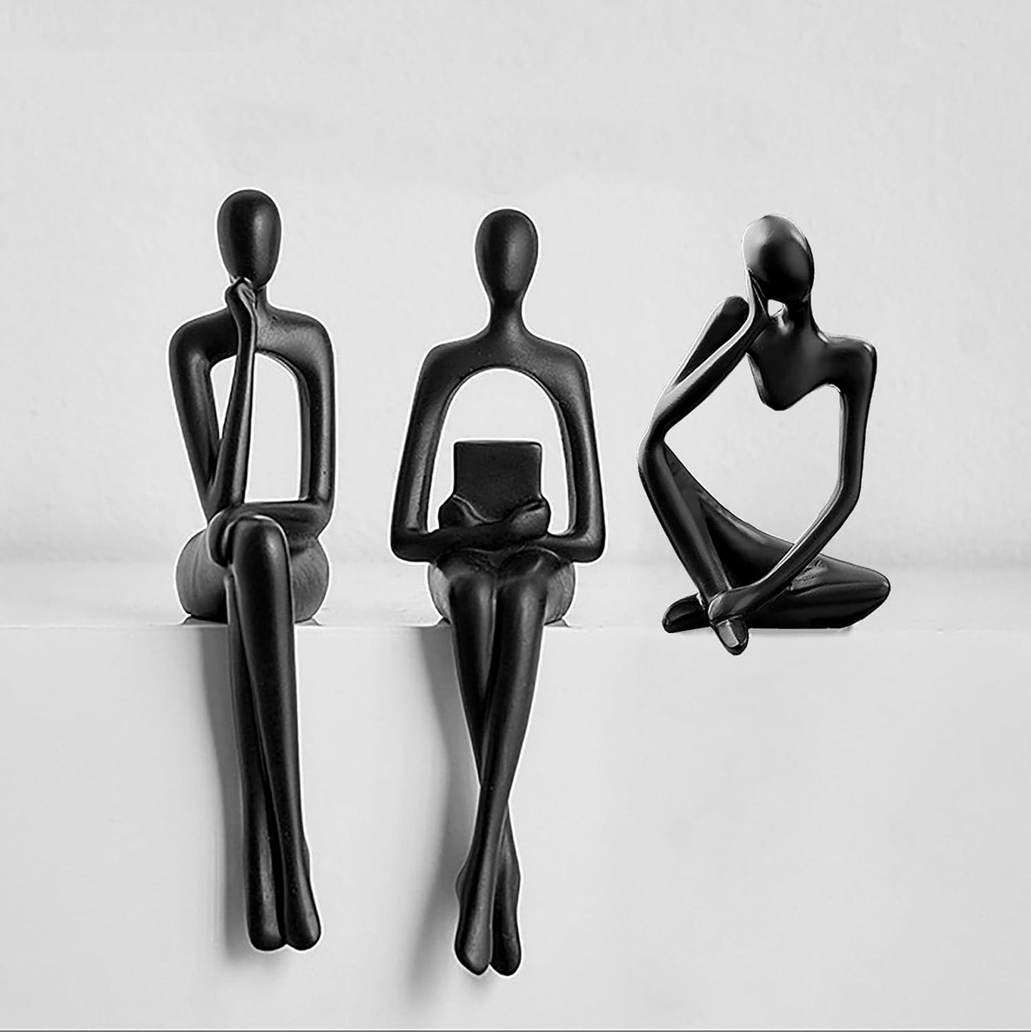 Gold Home Decor Thinker Statue Accents / Black / Large / Set of 3