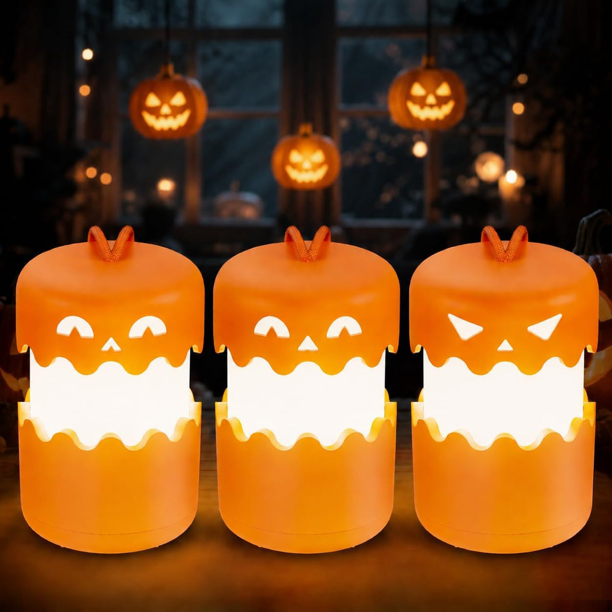 Rechargeable Halloween Pumpkin Lantern Light Collapsible Jack O Lantern