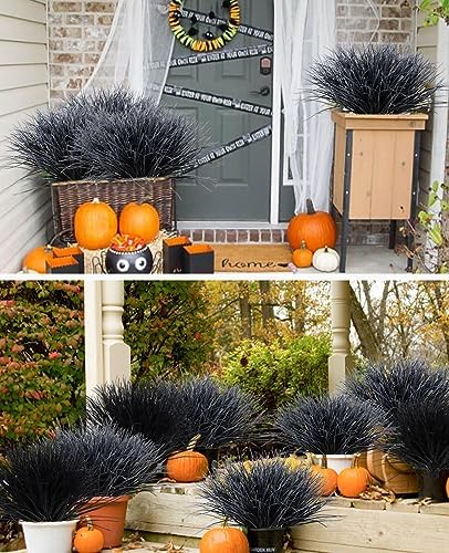 RECUTMS Black and White Plants Halloween Faux Bush Artificial Onion Grass