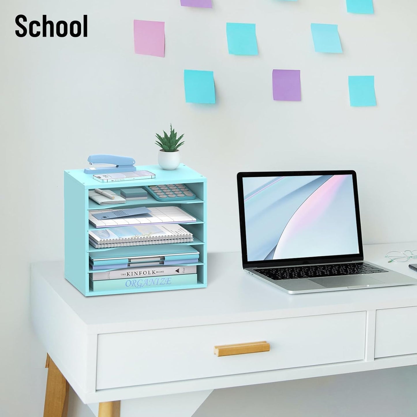 5-Tier Paper Organizer for Desk, Adjustable Mail Organizer, Blue | 5-Tier Paper Organizer and Mail Organizer for Desk