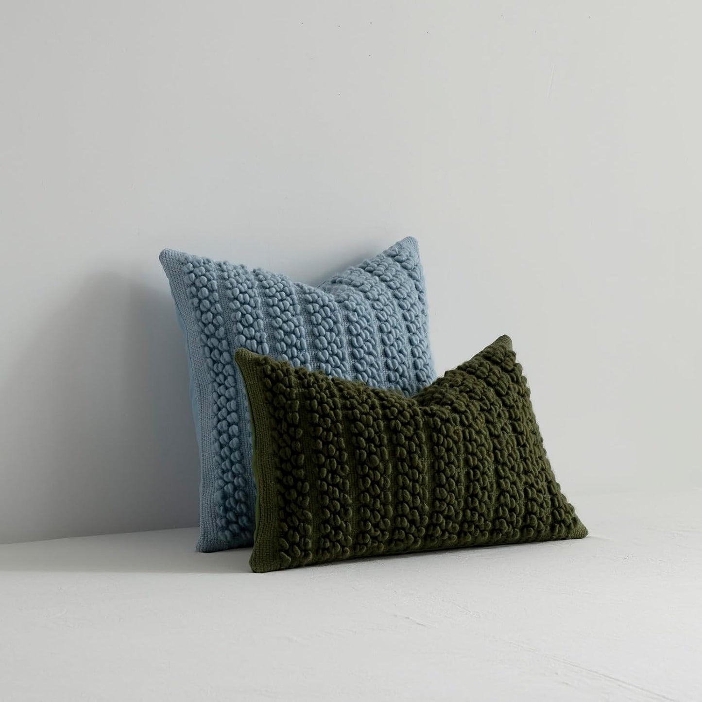 Wool Boucle Throw Pillow Cover Chic Accents Square Textured Decorative Pillow Case / Blue / 18 x 18