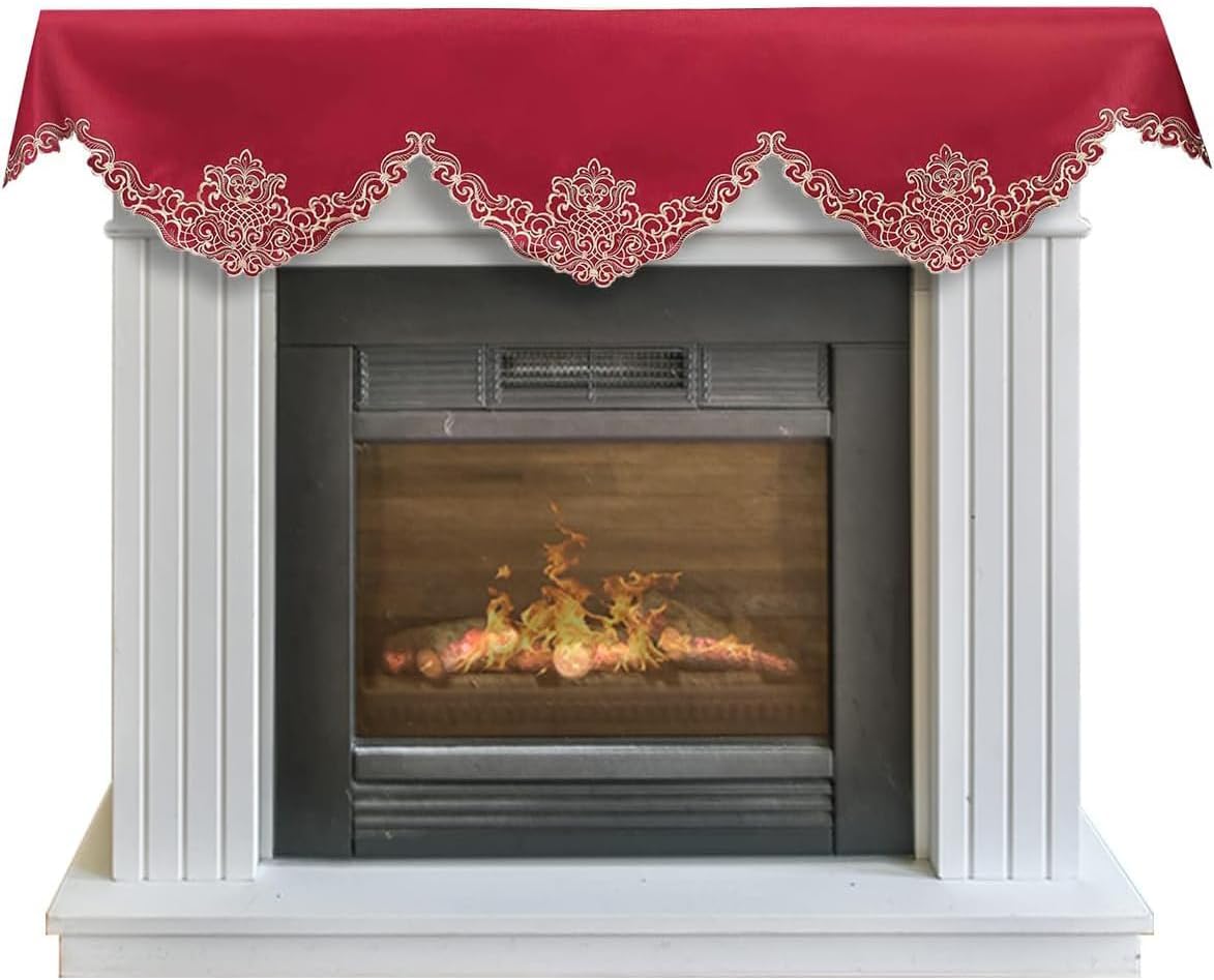 Decozen Mantel Scarf for Fireplace, Mantle Runner Cover Christmas Holiday Fireplace Decor Mantel Decoration Housewarming Gift