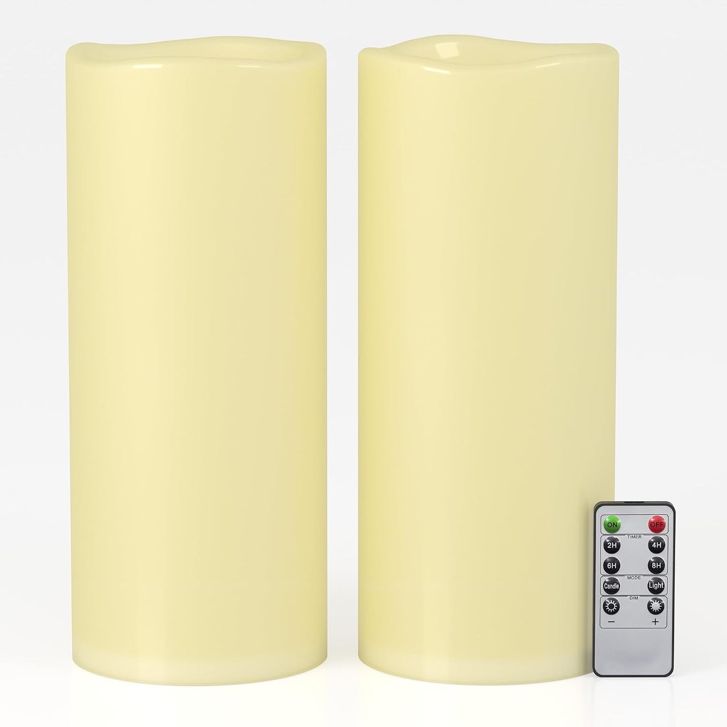 12" x 5" Ivory Large Waterproof Outdoor Flameless Candles Battery Operated LED Flickering Pillar Candles with Remote