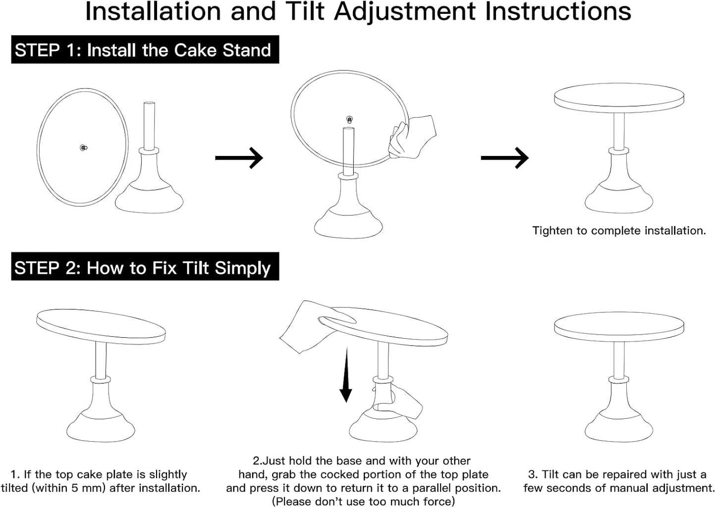 HBlife 3 PCS Gold Cake Stand Set (8"/10"/12" Cake Plate), Metal | Interchangeable Bases&Plates, Dessert Table Display