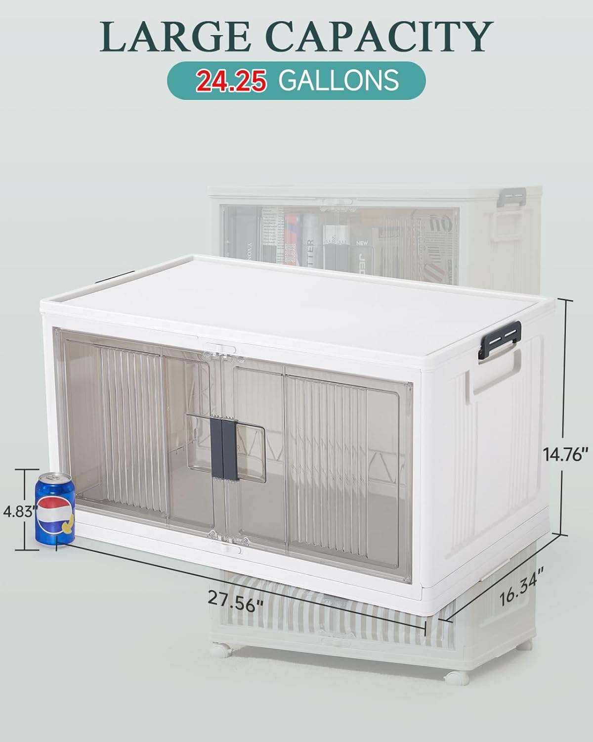 97QT Stackable Lockable Storage Bins / 97qt-white / Set of 3