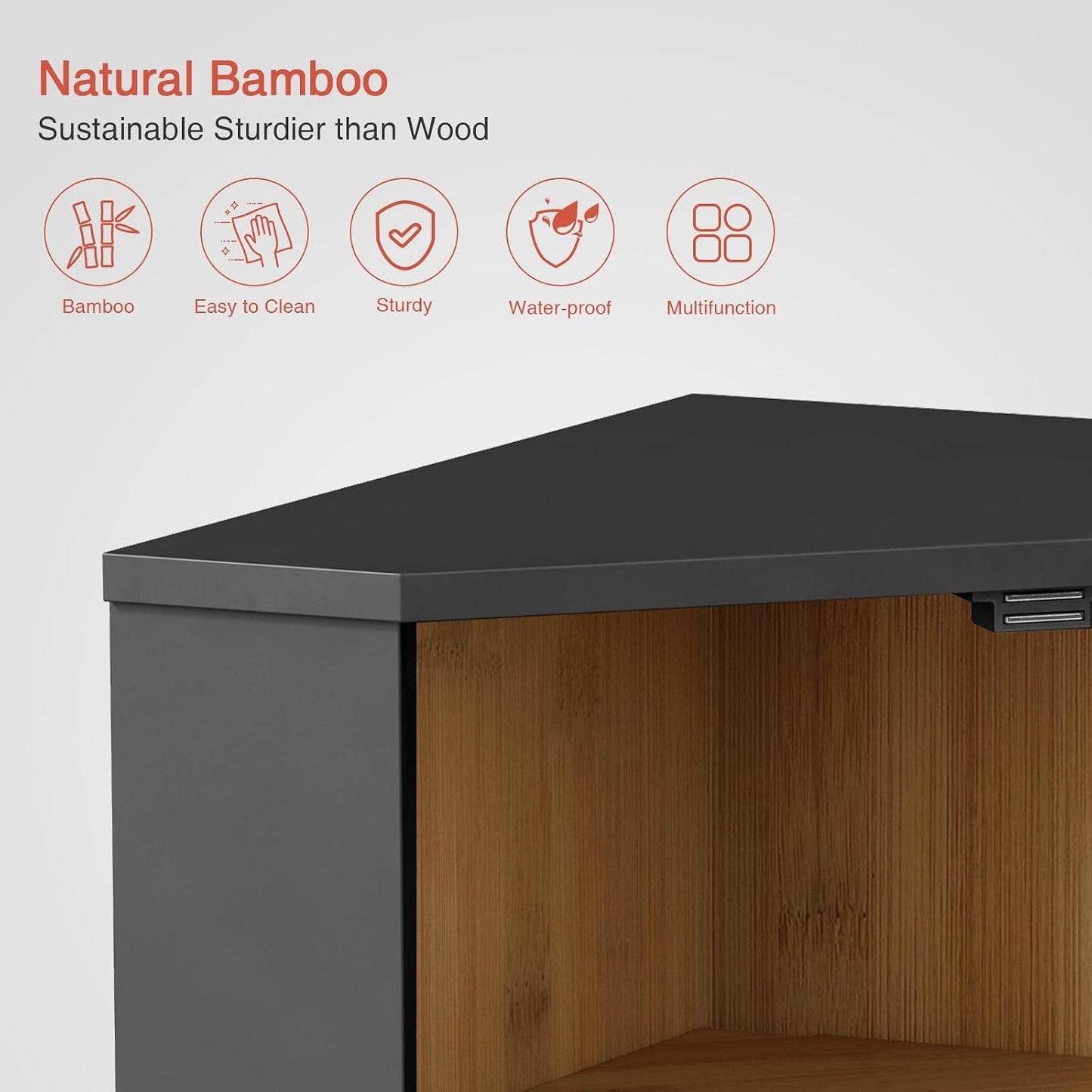 Goozii Corner Bread Box for Kitchen Countertop, Black Bread Storage Container for Homemade Bread, Two Layer Breadbox