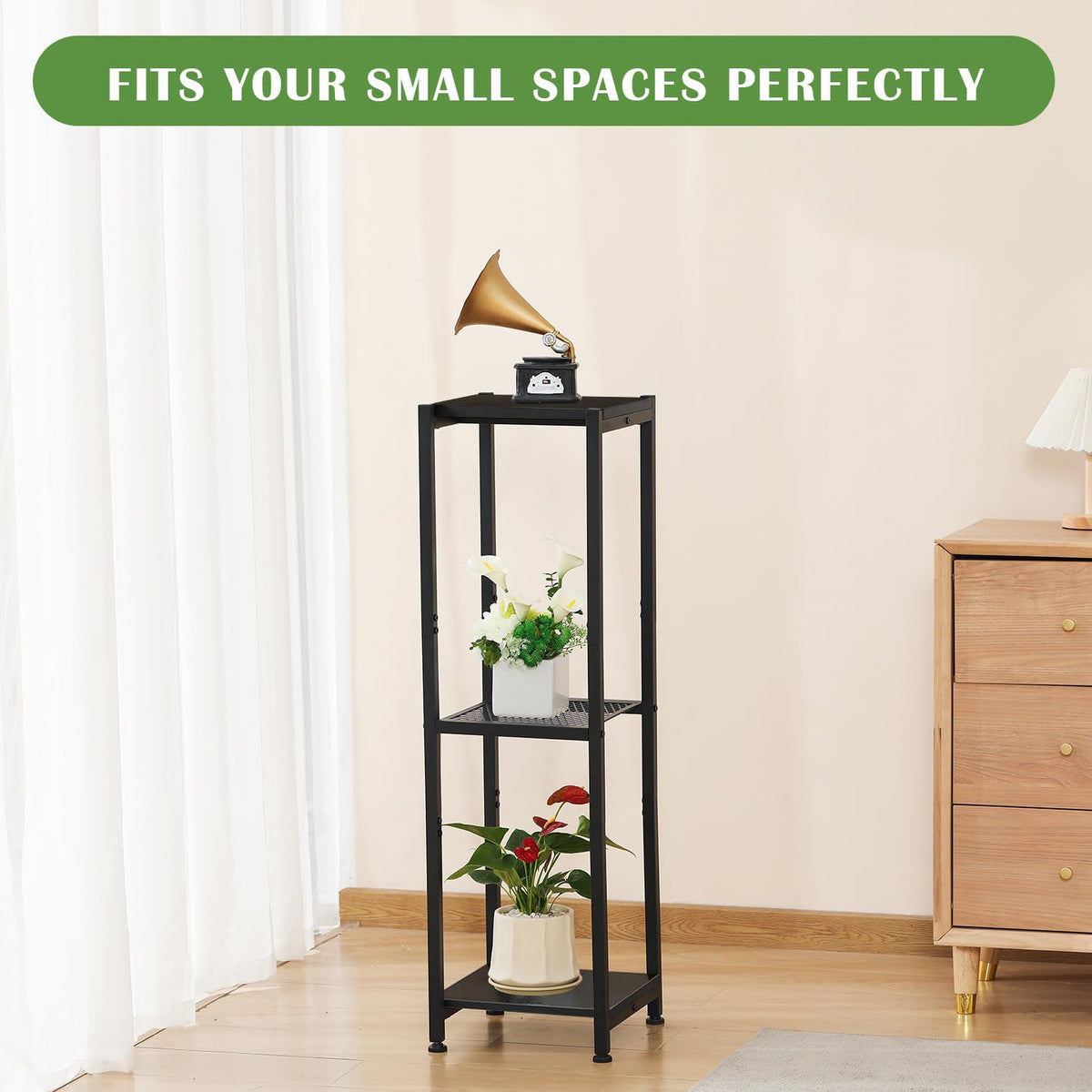 Dipion 3 Tier Pedestal Stand,40 Inch Extra Tall Plant Stand Indoor,Black | Eye-Catching,Rock-Solid Stability,Adjustable