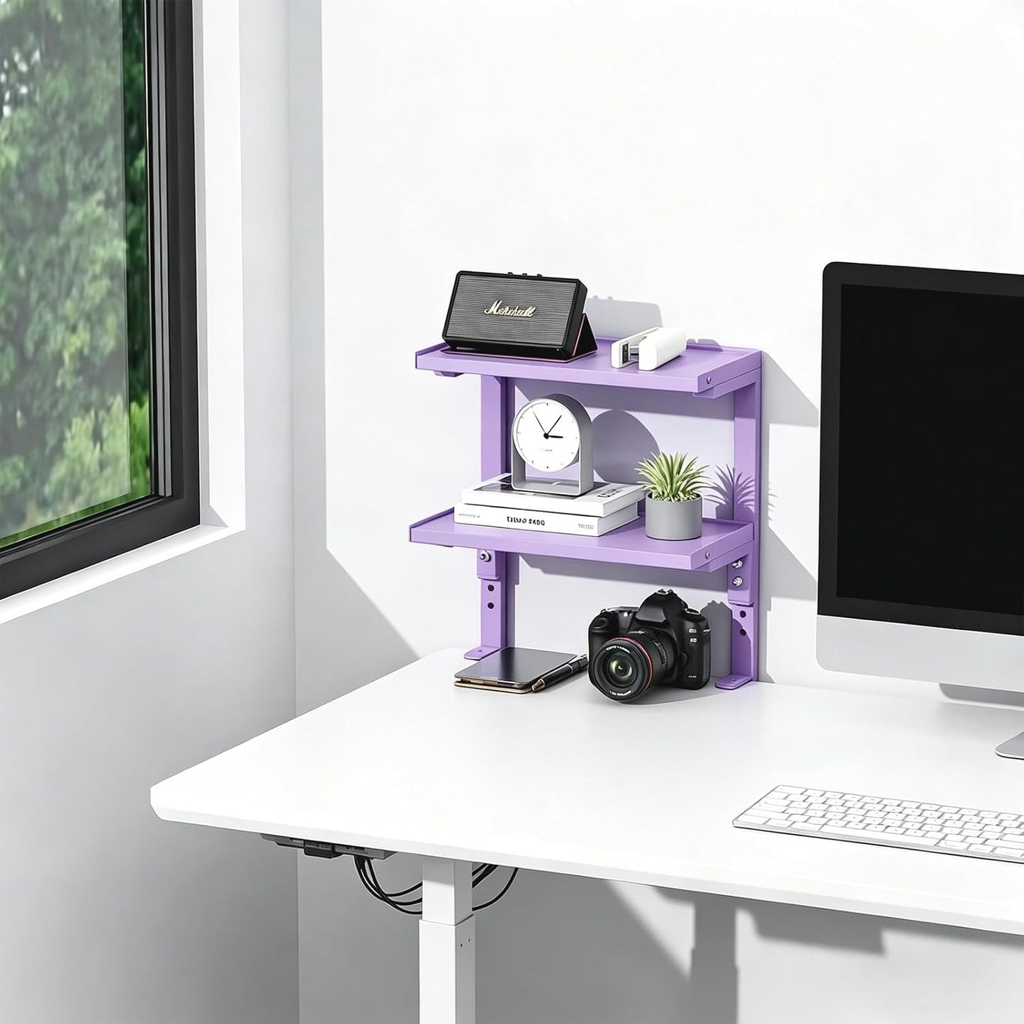 2-Tier Desk Shelf | Desk Organization Expandable Clamp on Desk Shelf Desktop Accessories for Offices and Game Rooms
