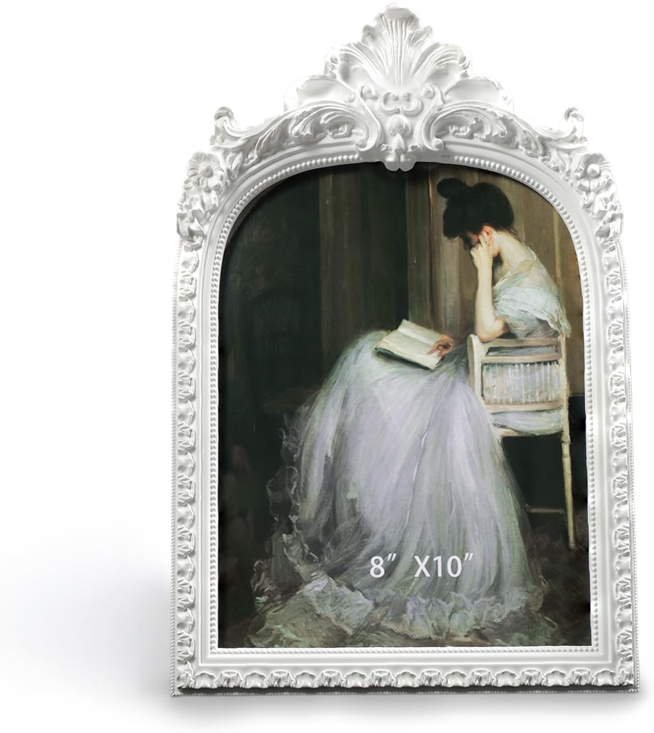 Vintage Ornate Resin Photo Frame / White Arch / 8 x 10