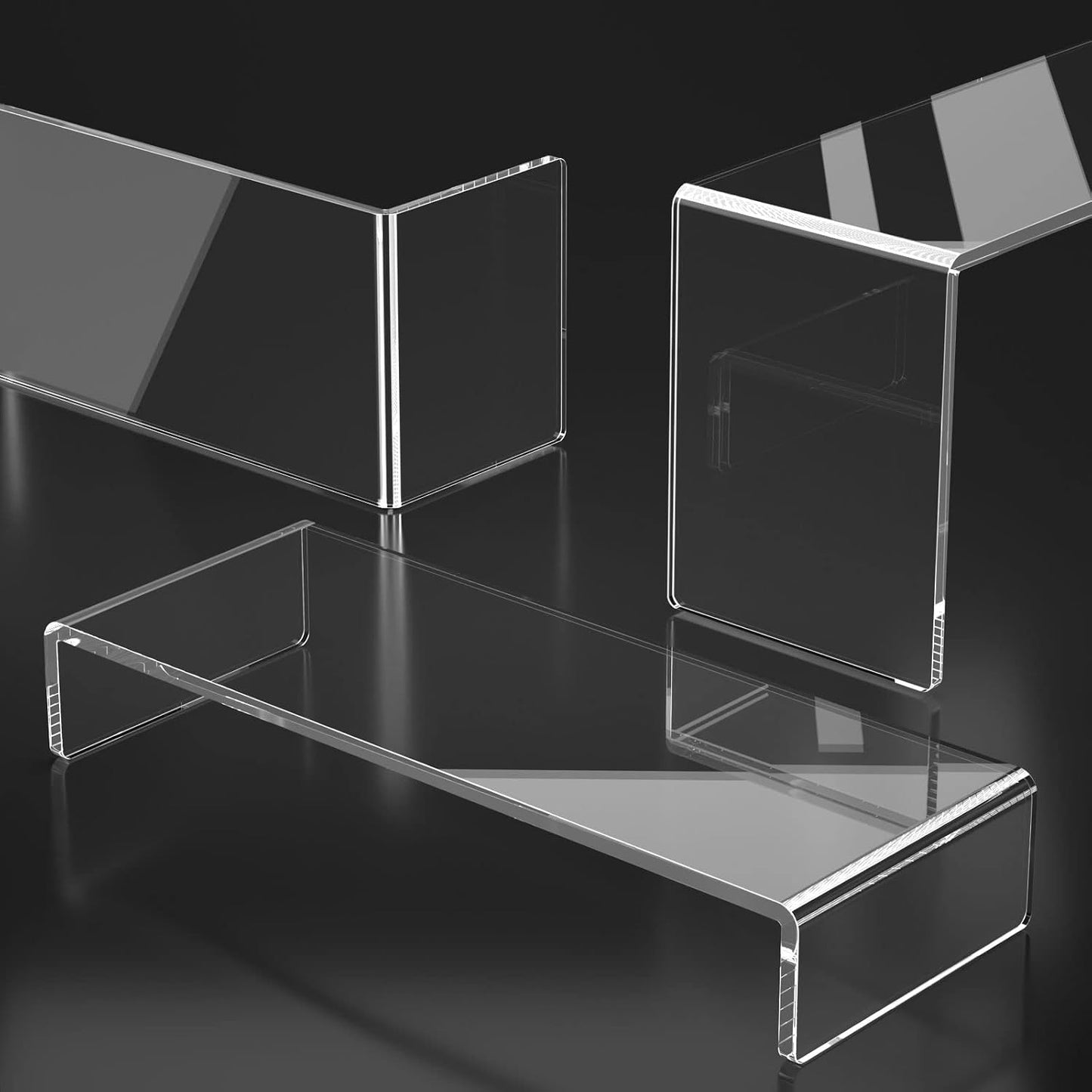 Acrylic Display Riser, 6 Pcs 12" Large Acrylic Risers | Thickened to 5mm Clear Rectangular Display Shelf for Cupcake